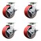 Service Caster Tool Box Caster Wheel Set 5'' Red Poly on Cast Iron Swivel Casters, 4PK TOOL-SCC-20S520-PUB-RS-TLB-4 - alternate 1